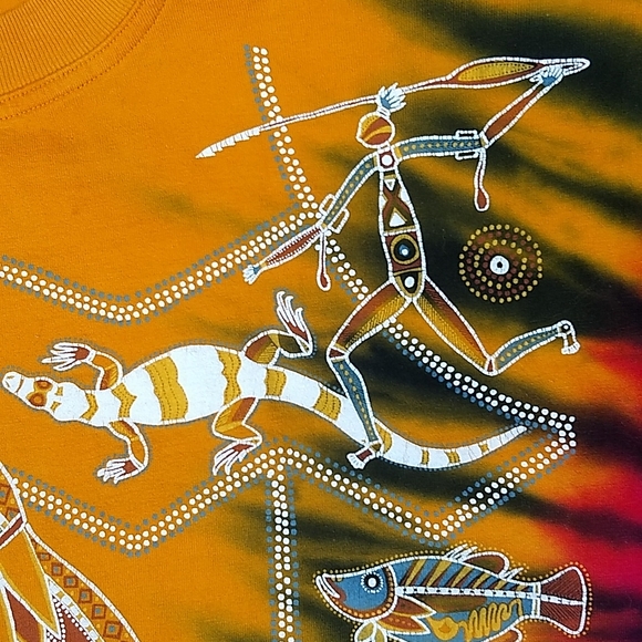 Churinga Australia Aboriginal Art Tie dye Size XL Vintage 90s - Picture 5 of 16